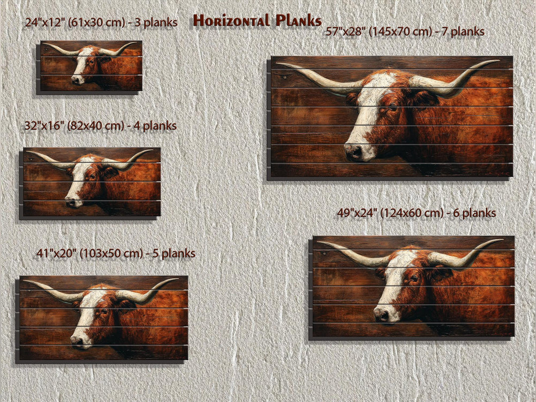 Rustic Brown Longhorn Distressed Wood Wall Art
