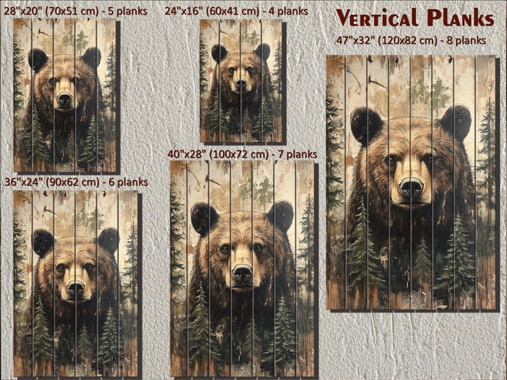 Rustic Cabin Wildlife Decor – Set Of 3 Wolf Moose Bear Distressed Vertical Wood Wall Art Set