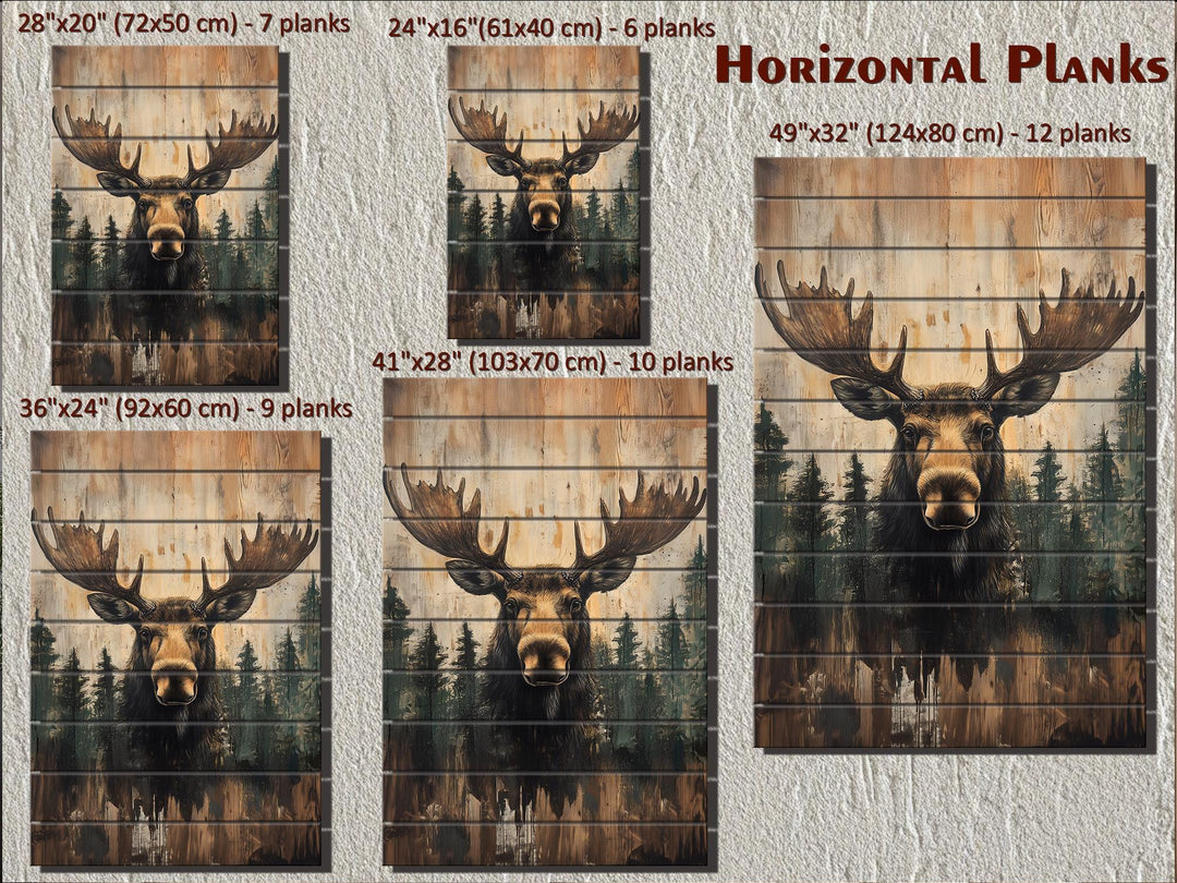 Rustic Cabin Wildlife Decor – Set Of 3 Wolf Moose Bear Distressed Vertical Wood Wall Art Set