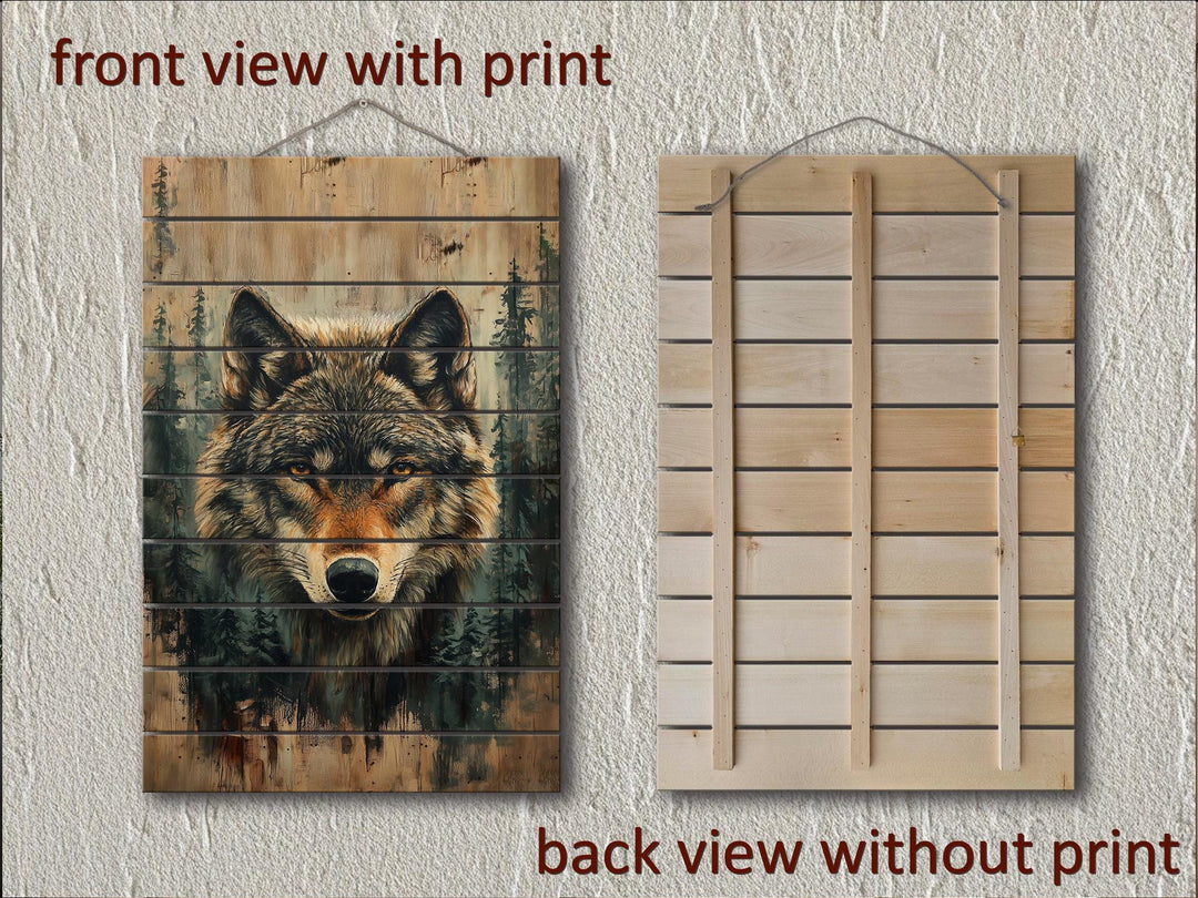 Rustic Cabin Wildlife Decor – Set Of 3 Wolf Moose Bear Distressed Vertical Wood Wall Art Set