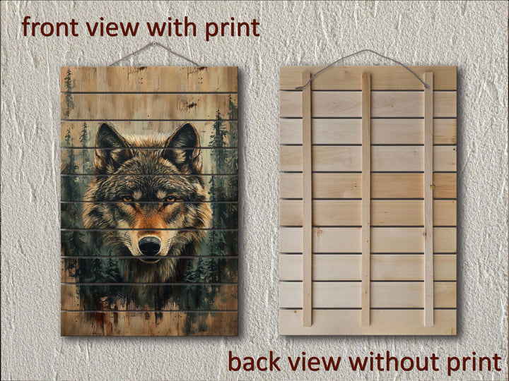 Rustic Cabin Wildlife Decor – Set Of 3 Wolf Moose Bear Distressed Vertical Wood Wall Art Set