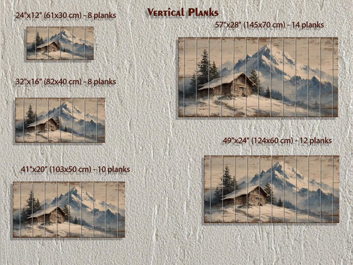 Rustic Cabin Wood Art - Winter Landscape Print on Wood Planks | Cozy Lodge Decor