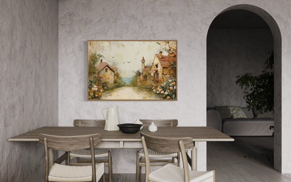 Rustic Charming Countryside Cottage And Floral Garden Canvas Wall Art