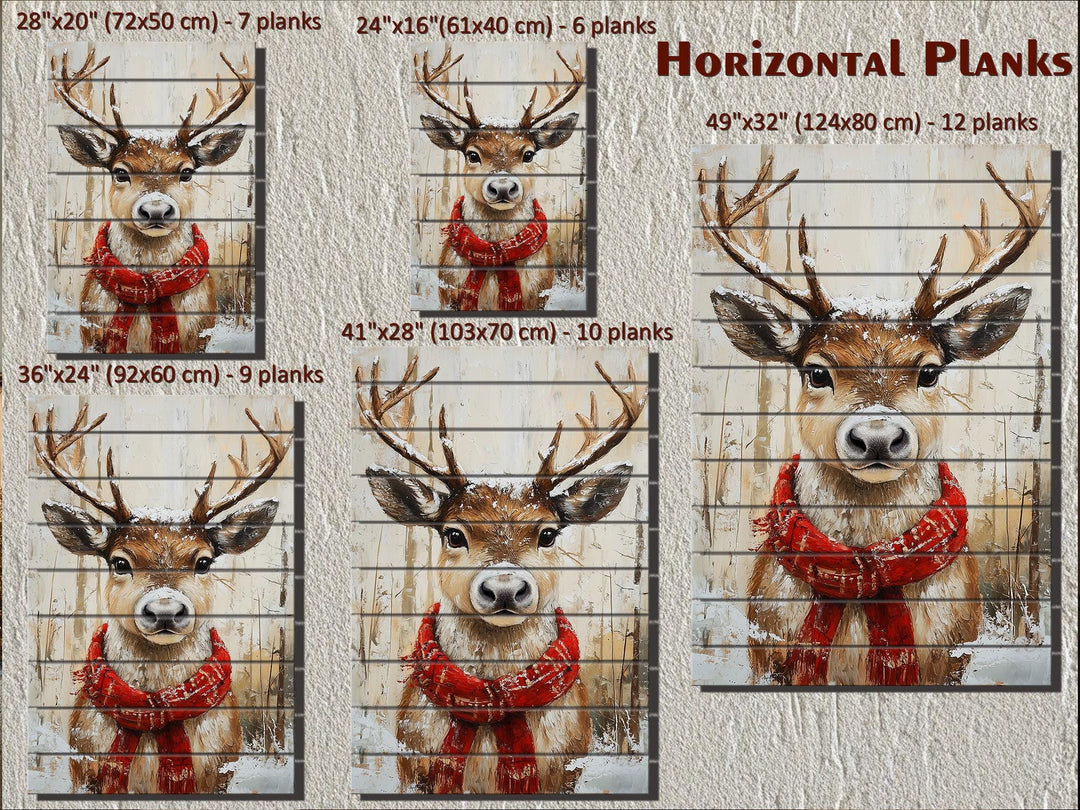 Rustic Christmas Reindeer Wall Art on Distressed Wood Wall Decor