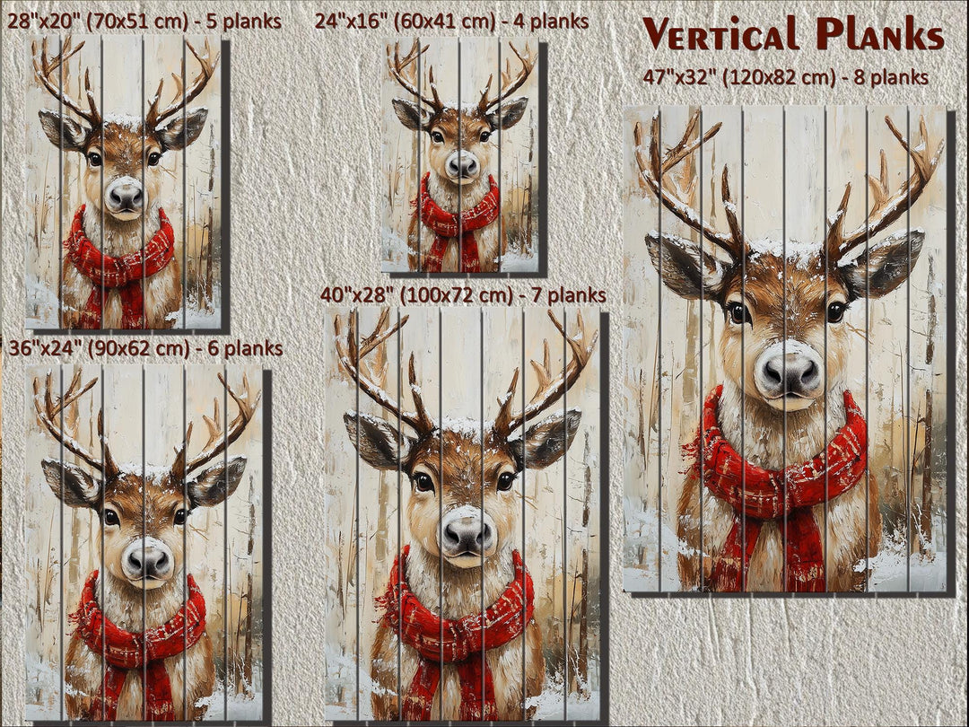 Rustic Christmas Reindeer Wall Art on Distressed Wood Wall Decor