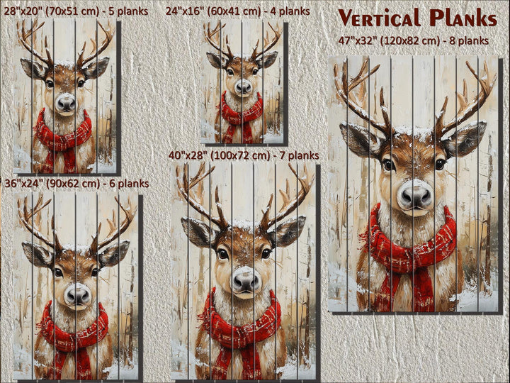 Rustic Christmas Reindeer Wall Art on Distressed Wood Wall Decor