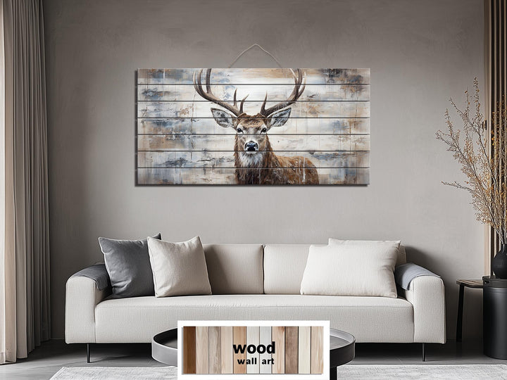 Rustic Deer Distressed Wood Wall Art