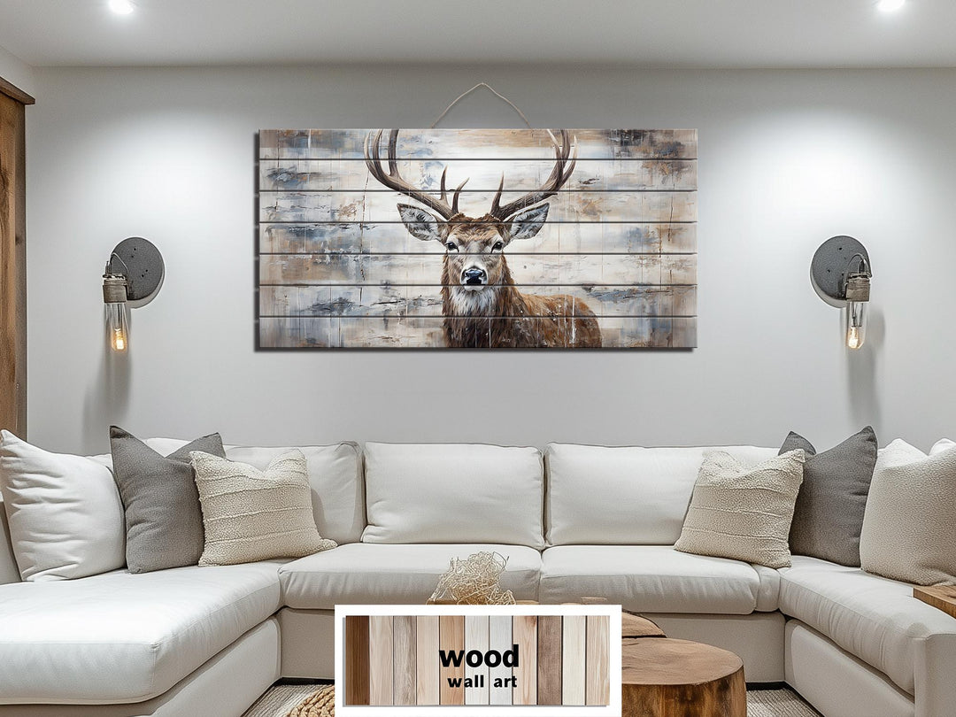 Rustic Deer Distressed Wood Wall Art