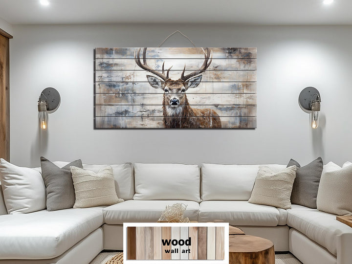 Rustic Deer Distressed Wood Wall Art