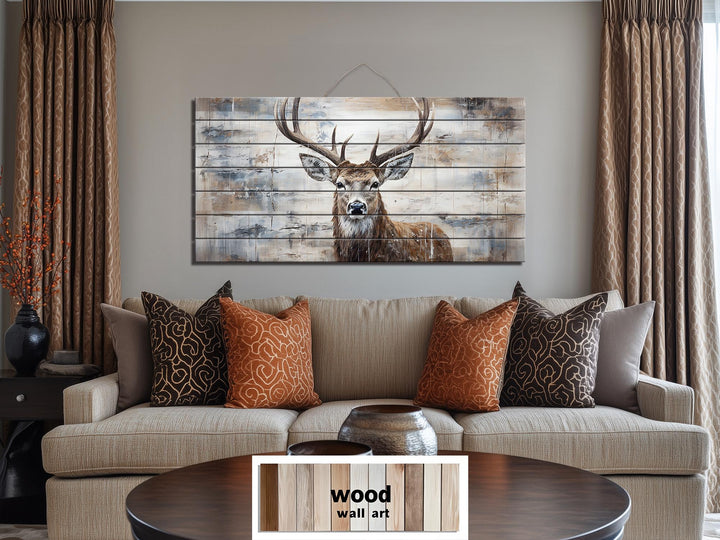 Rustic Deer Distressed Wood Wall Art