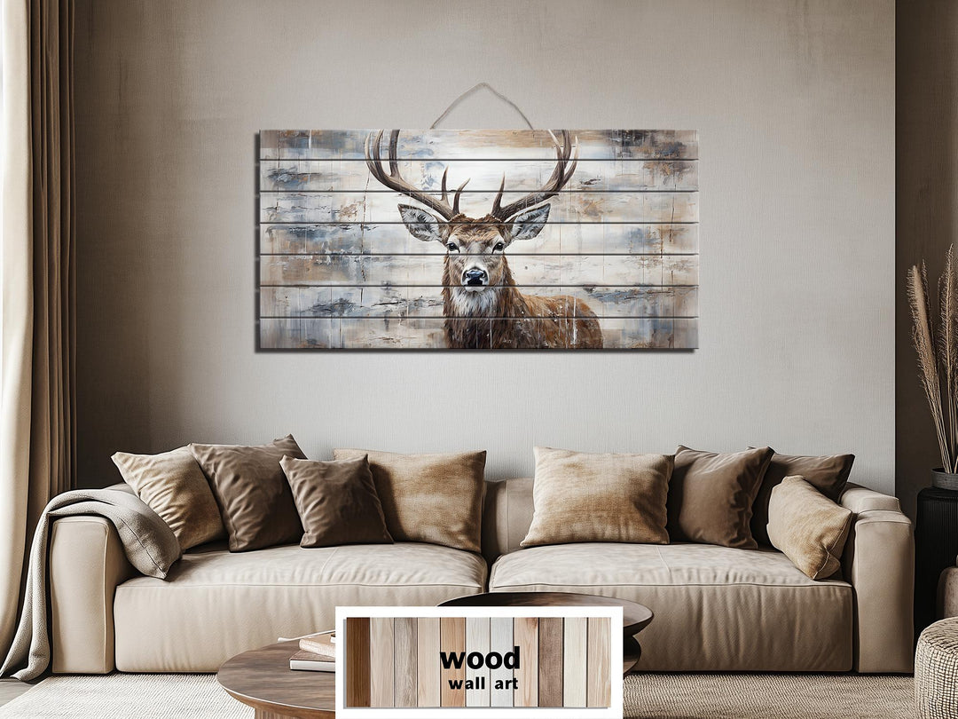 Rustic Deer Distressed Wood Wall Art