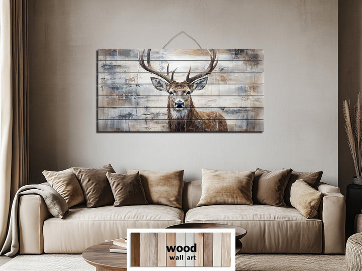 Rustic Deer Distressed Wood Wall Art