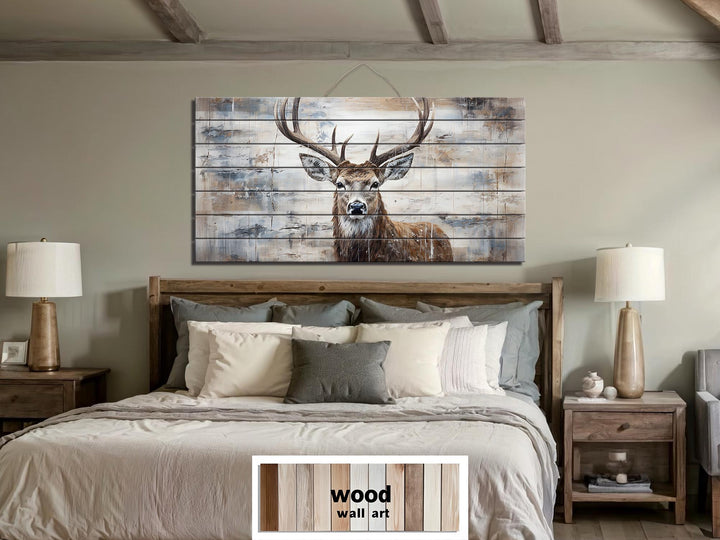Rustic Deer Distressed Wood Wall Art