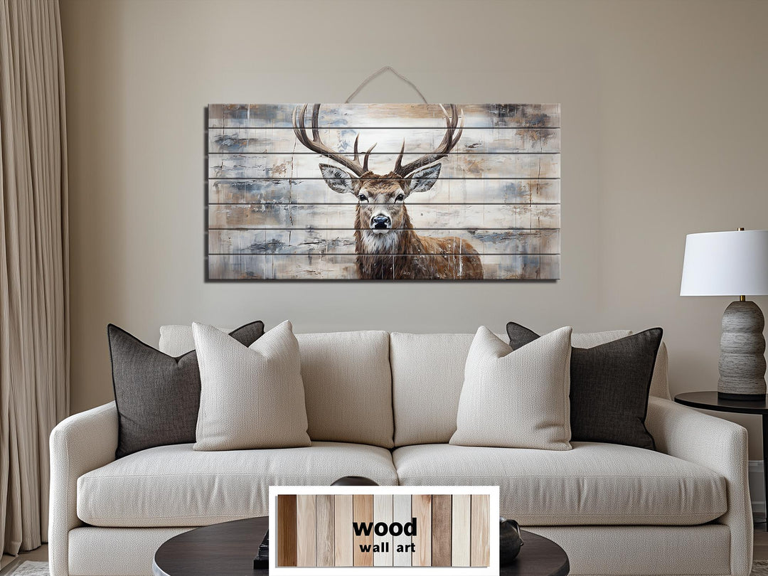 Rustic Deer Distressed Wood Wall Art