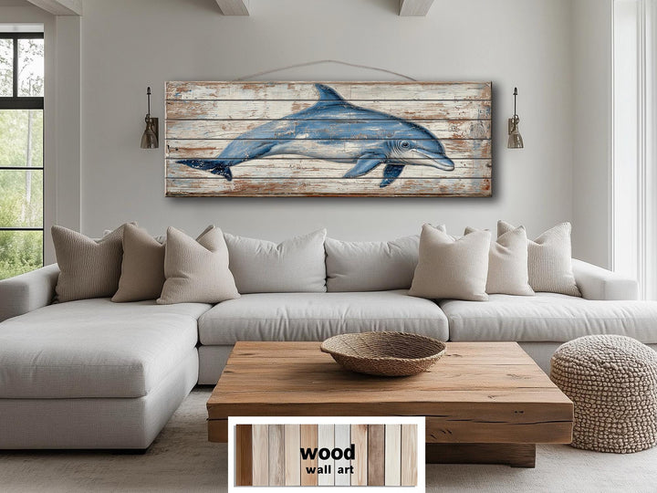Rustic Dolphin Distressed Wood Wall Decor