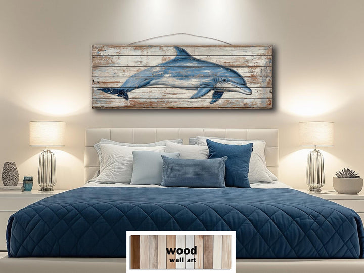 Rustic Dolphin Distressed Wood Wall Decor