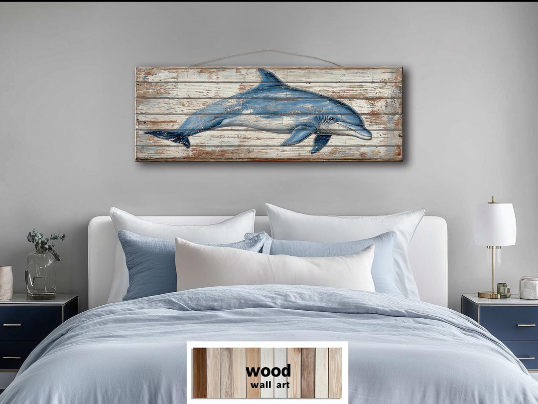 Rustic Dolphin Distressed Wood Wall Decor