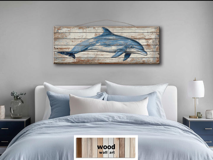 Rustic Dolphin Distressed Wood Wall Decor