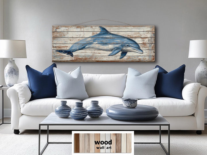Rustic Dolphin Distressed Wood Wall Decor