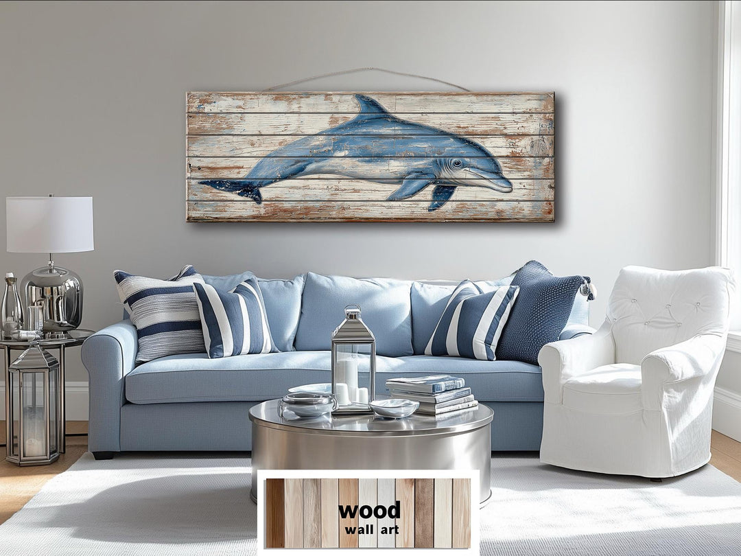 Rustic Dolphin Distressed Wood Wall Decor