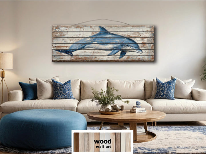 Rustic Dolphin Distressed Wood Wall Decor