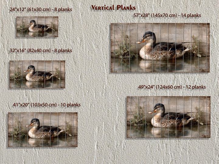Rustic Duck On Water Distressed Wood Wall Art