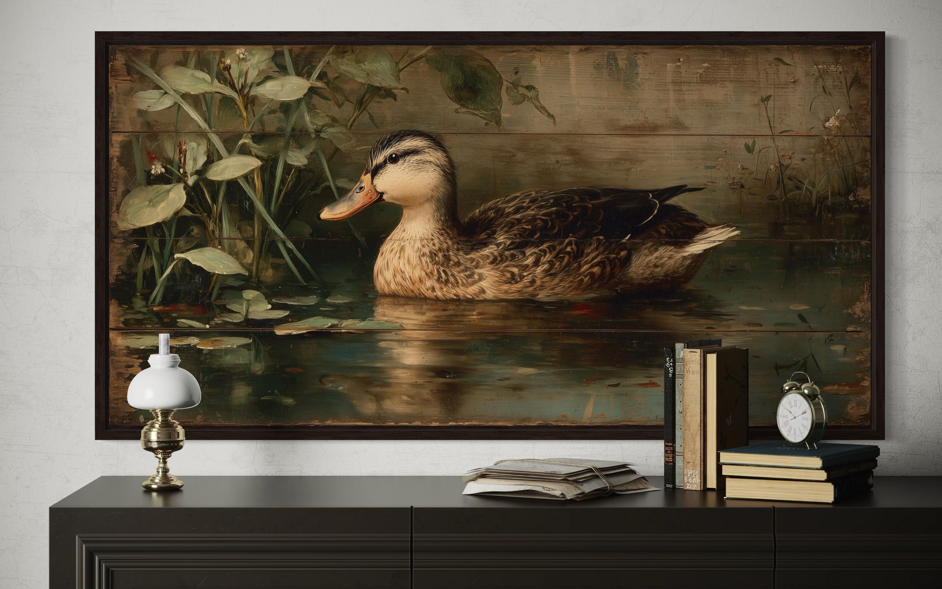 Rustic Duck Wall Art: Vintage Waterfowl Canvas Print – Wall Decor