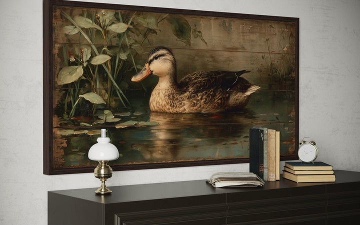 Rustic Duck Wall Art – Vintage Waterfowl Painting | Farmhouse Lodge Decor