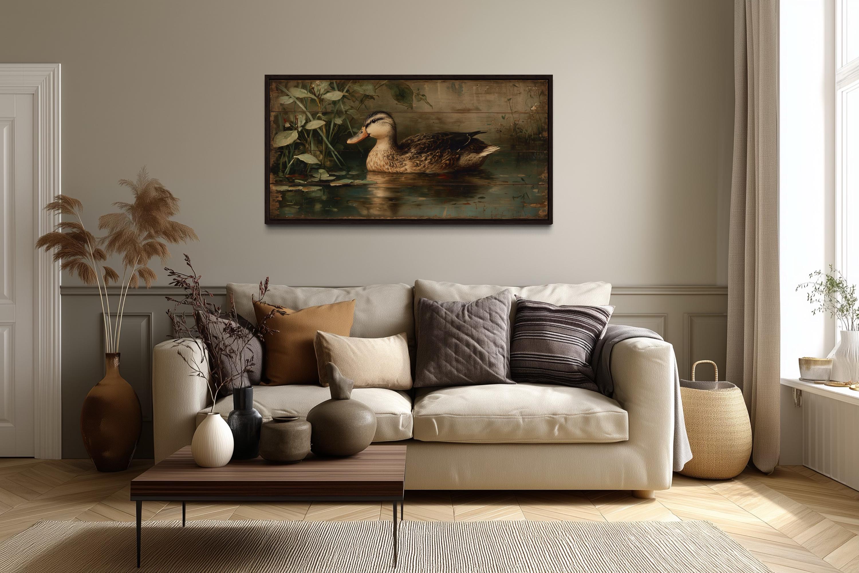 Rustic Duck Wall Art: Vintage Waterfowl Canvas Print – Wall Decor