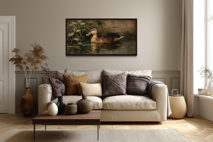 Rustic Duck Wall Art – Vintage Waterfowl Painting | Farmhouse Lodge Decor