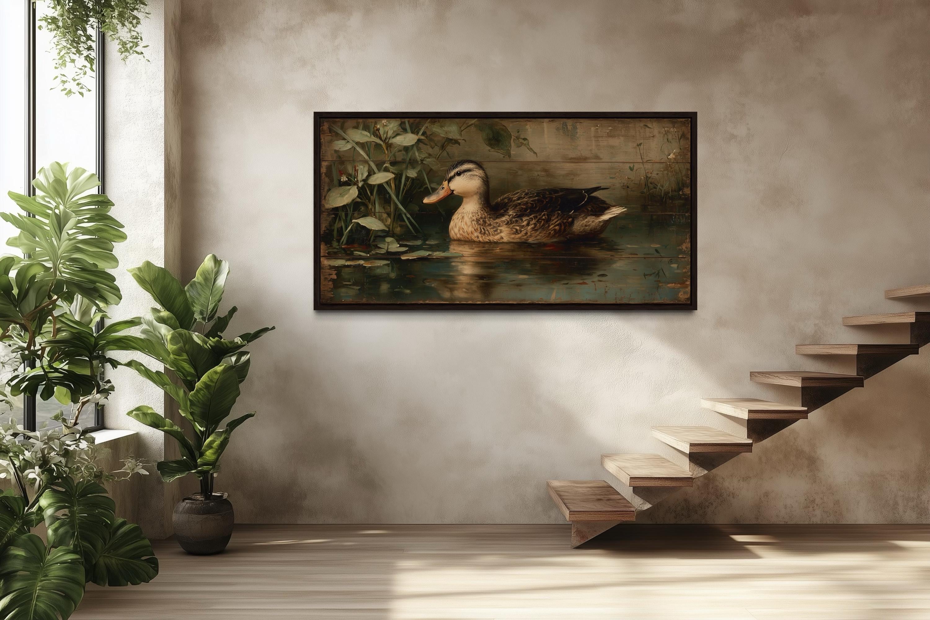 Rustic Duck Wall Art: Vintage Waterfowl Canvas Print – Wall Decor