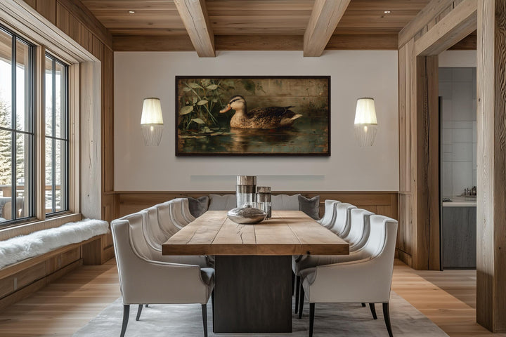 Rustic Duck Wall Art – Vintage Waterfowl Painting | Farmhouse Lodge Decor