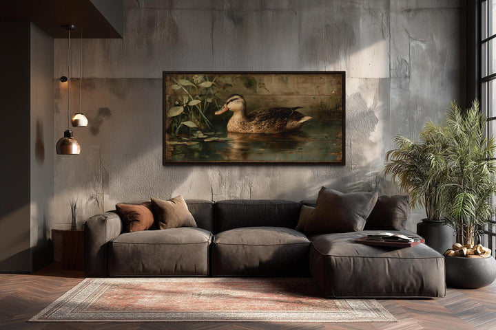 Rustic Duck Wall Art – Vintage Waterfowl Painting | Farmhouse Lodge Decor