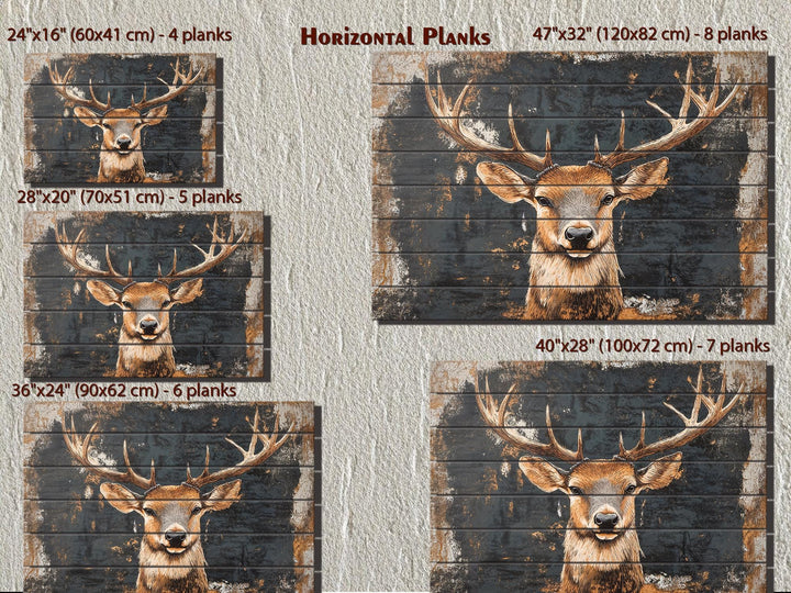 Rustic Elk with Black Background Distressed Wood Wall Art
