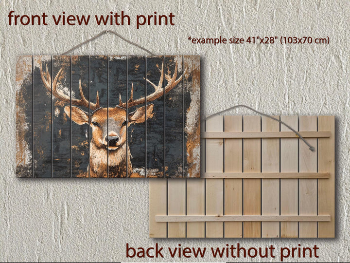 Rustic Elk with Black Background Distressed Wood Wall Art