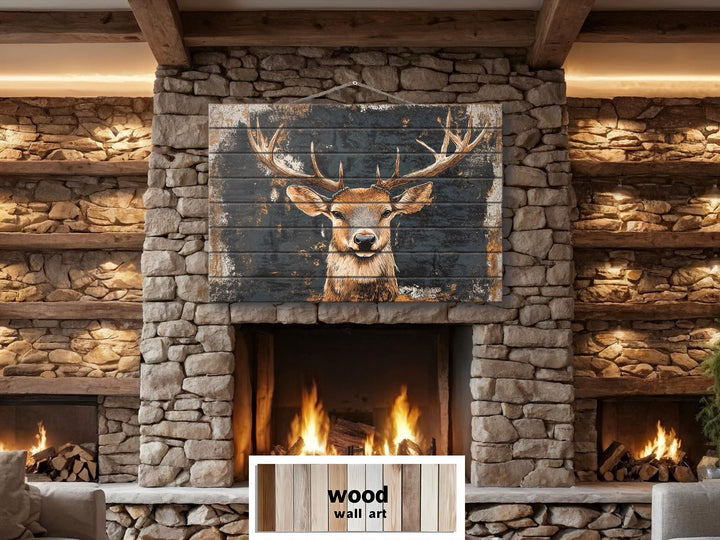 Rustic Elk with Black Background Distressed Wood Wall Art