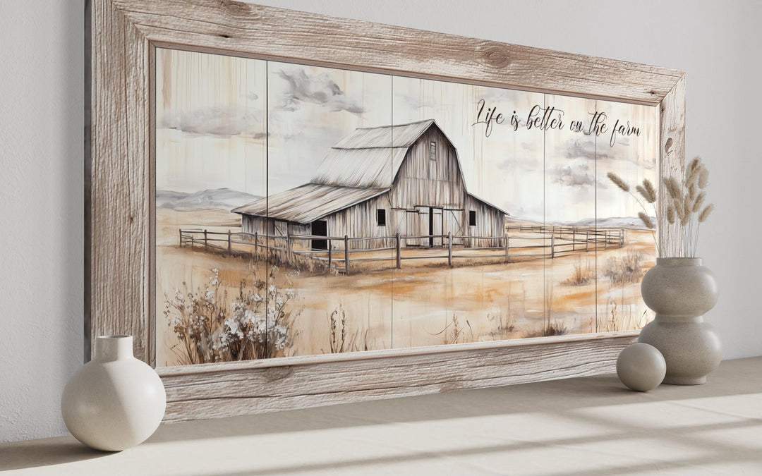 Rustic Farmhouse Sign Life Is Better On The Farm Canvas Wall Art