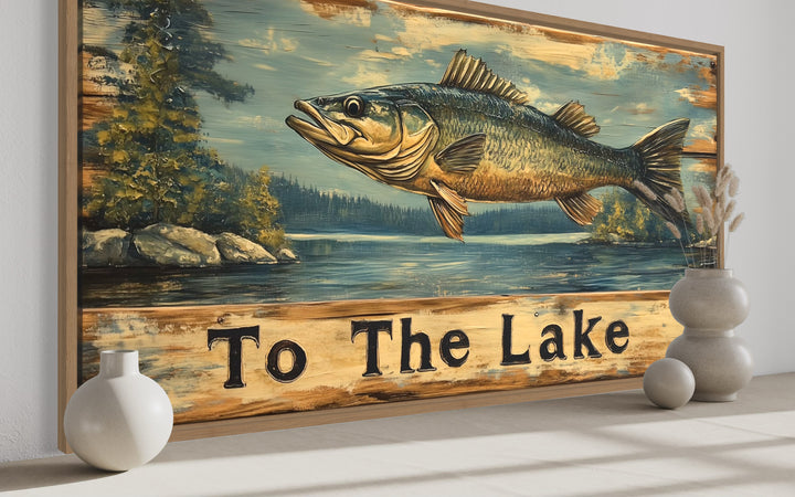 Rustic Fishing Sign - Cabin Wall Decor | Panoramic Lake Inspired Fishing Wall Art