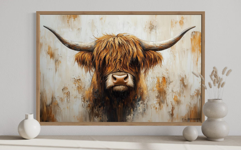 Rustic Highland Cow Canvas Wall Art