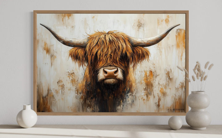 Rustic Highland Cow Canvas Wall Art