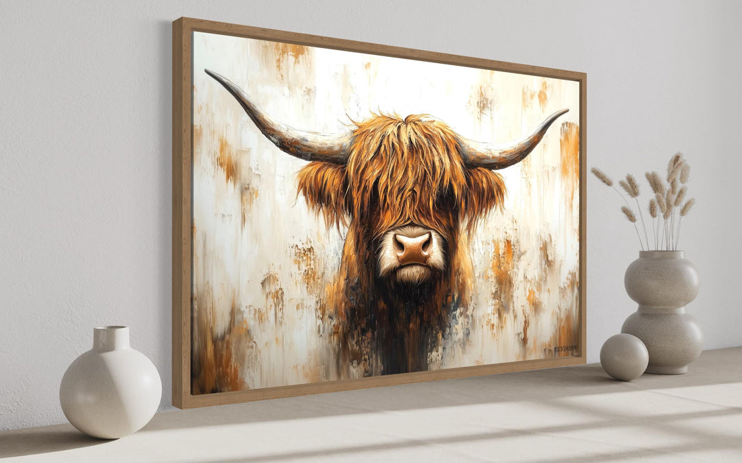 Rustic Highland Cow Canvas Wall Art