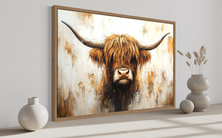 Rustic Highland Cow Canvas Wall Art