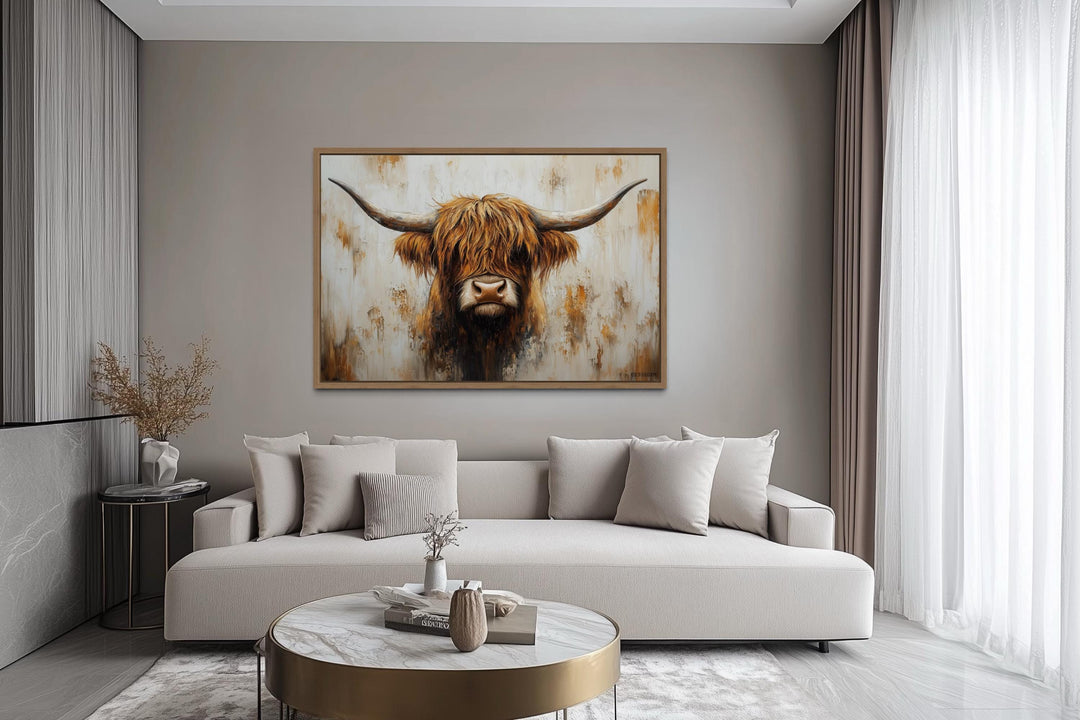 Rustic Highland Cow Canvas Wall Art