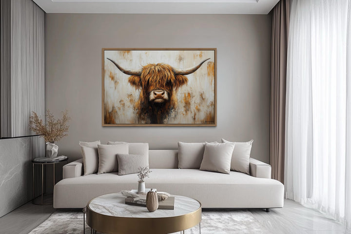 Rustic Highland Cow Canvas Wall Art