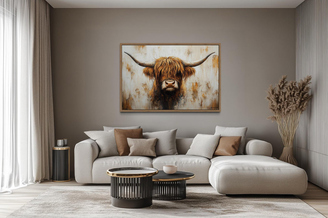 Rustic Highland Cow Canvas Wall Art