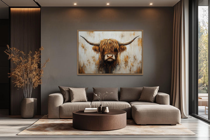 Rustic Highland Cow Canvas Wall Art