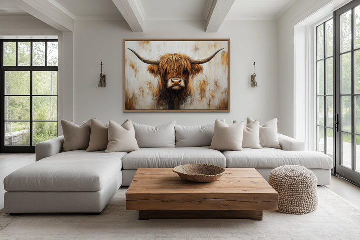 Rustic Highland Cow Canvas Wall Art