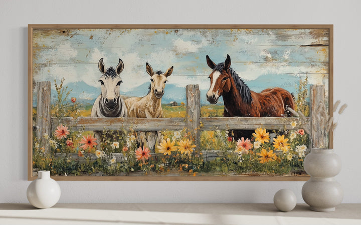 Rustic Horse and Donkey Country Farmhouse Canvas Wall Decor