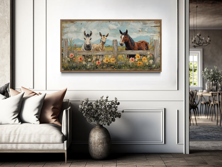 Rustic Horse and Donkey Country Farmhouse Canvas Wall Decor