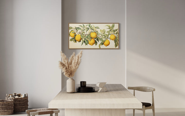 Rustic Lemon Tree Branch Farmhouse Kitchen Framed Canvas Wall Art